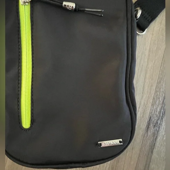 Black Crossbody Bag with Neon Green Accent - Picture 2 of 3